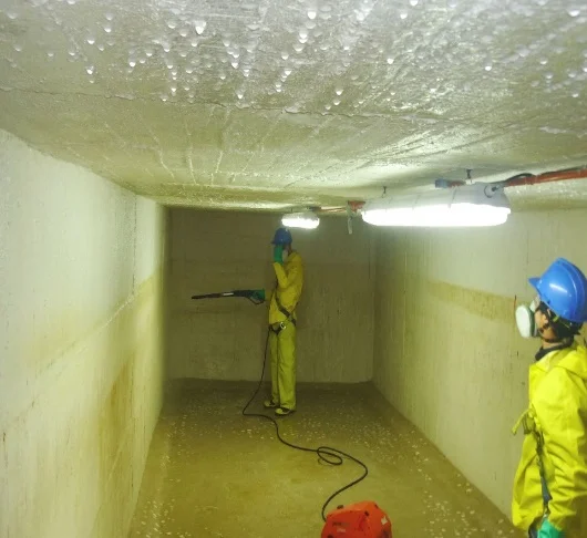 Equipo de técnicos con arneses y equipo de seguridad completo